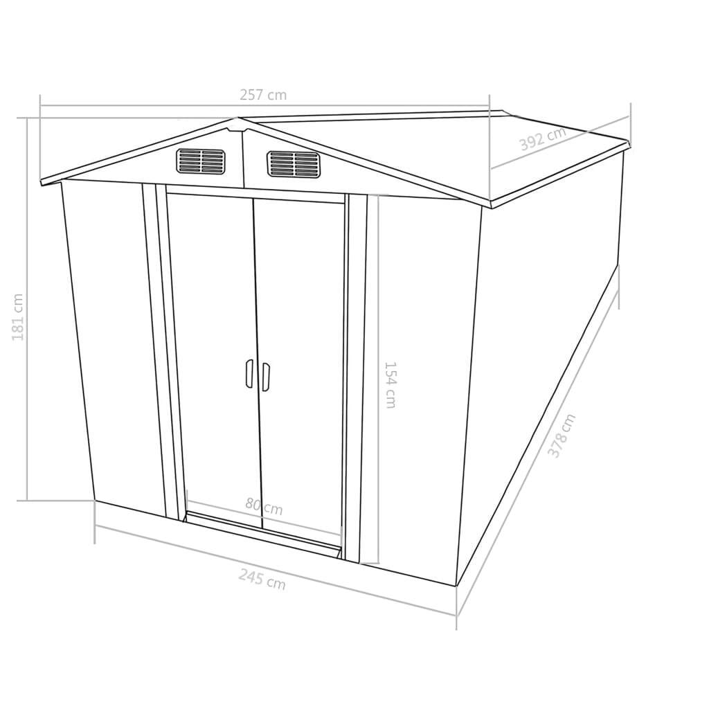 Garden Shed 101.2"x154.3"x71.3" Metal Green