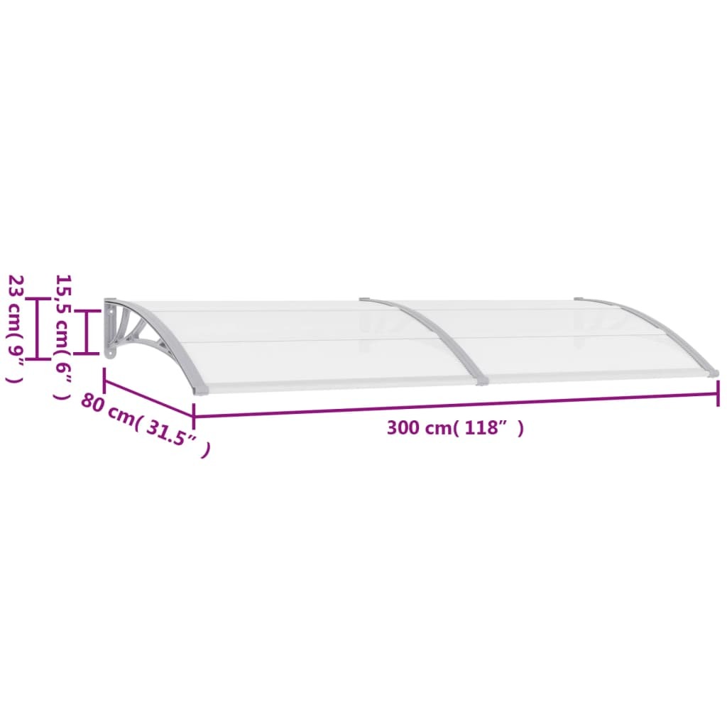 Door Canopy Gray and Transparent 118.1"x29.5" PC