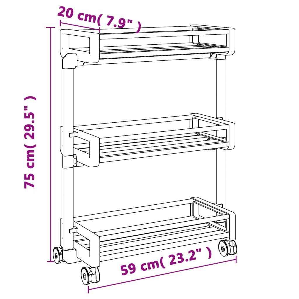 Storage Trolley 23.2"x7.9"x29.5" Aluminum
