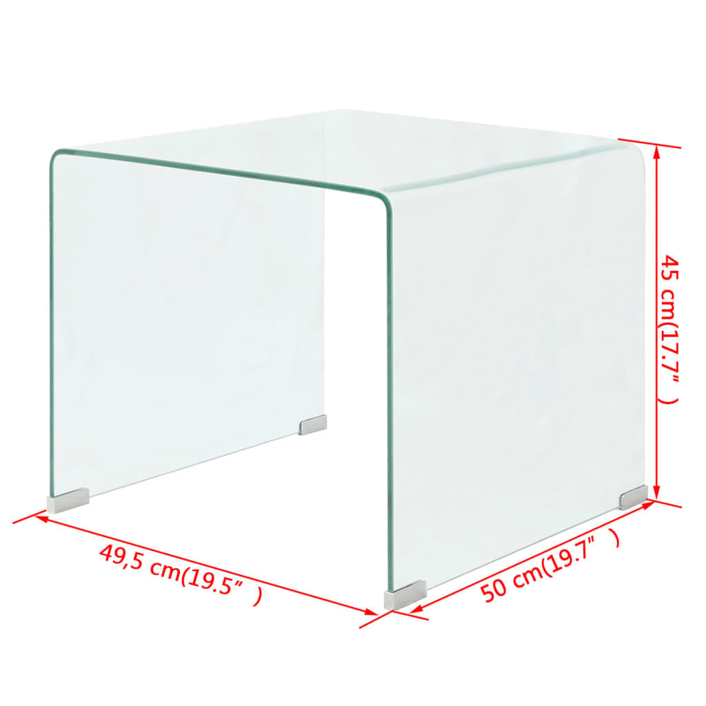 Coffee Table Tempered Glass 19.5"x19.7"x17.7" Clear