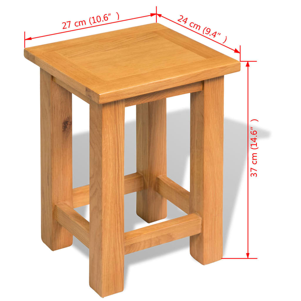 End Table Solid Oak Wood 10.6"x9.4"x14.6