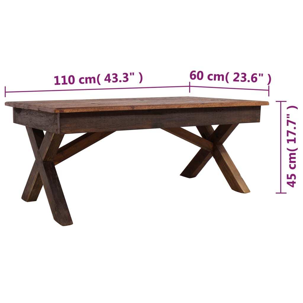 Coffee Table Mixed Recycled Wood 43.3"x23.6"x17.7