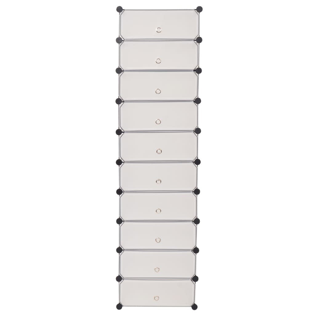 Interlocking Shoe Organizer with 10 Compartments White