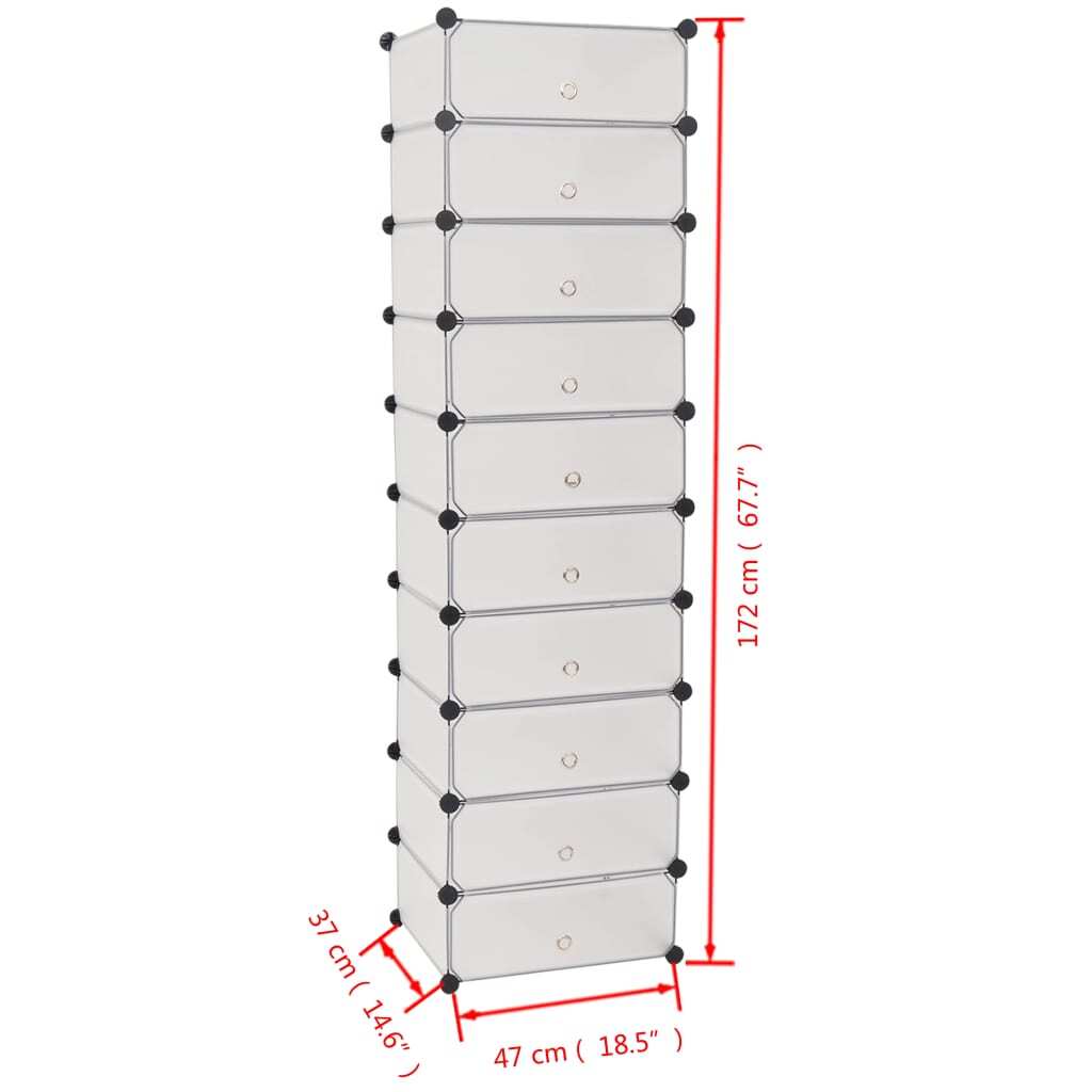 Interlocking Shoe Organizer with 10 Compartments White