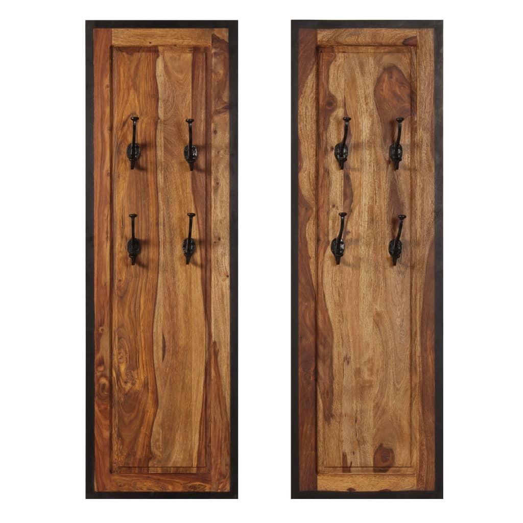 Coat Racks 2 pcs Solid Acacia Wood