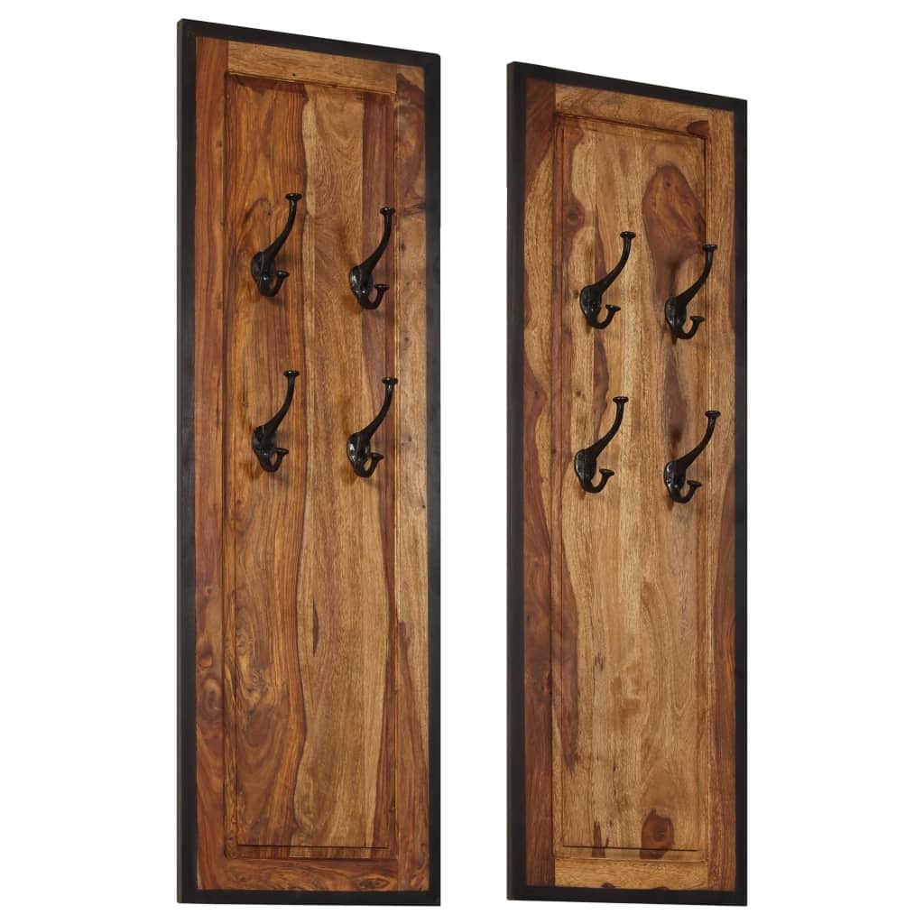 Coat Racks 2 pcs Solid Acacia Wood