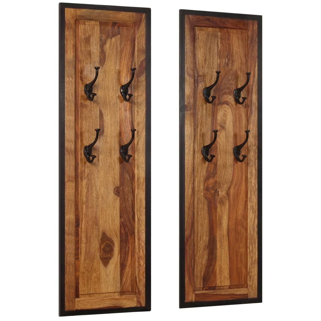 Coat Racks 2 pcs Solid Acacia Wood