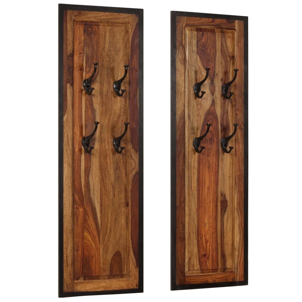 Coat Racks 2 pcs Solid Acacia Wood