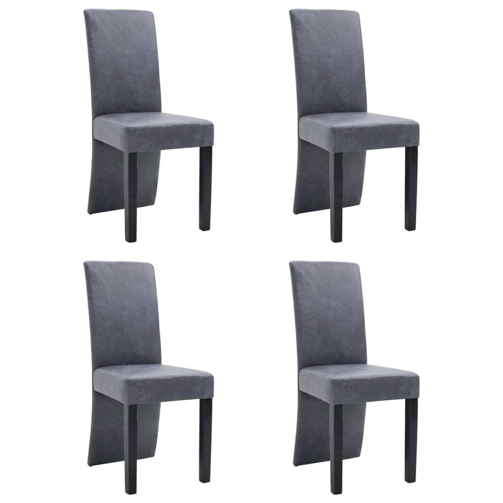 Dining Chairs 4 pcs Gray Faux Suede Leather