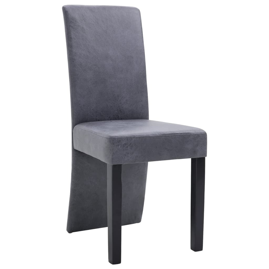 Dining Chairs 4 pcs Gray Faux Suede Leather