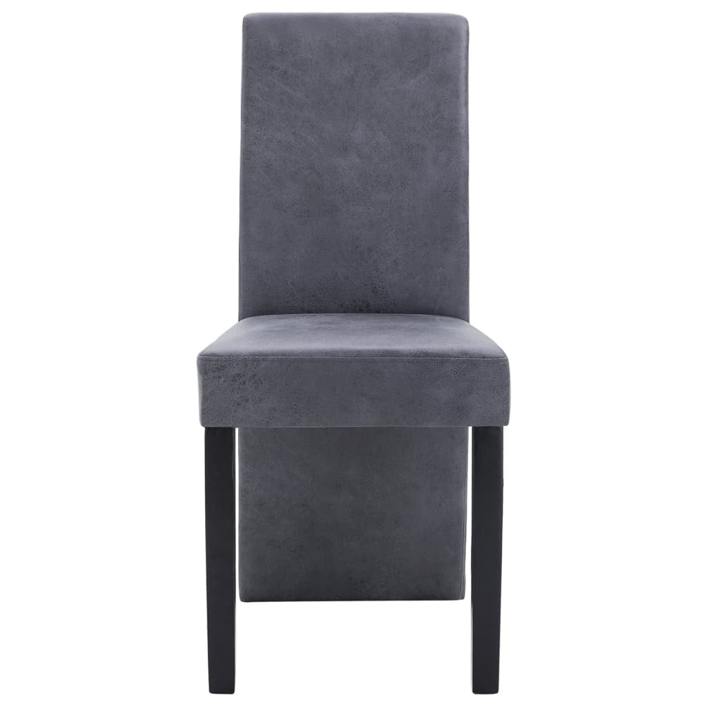 Dining Chairs 4 pcs Gray Faux Suede Leather