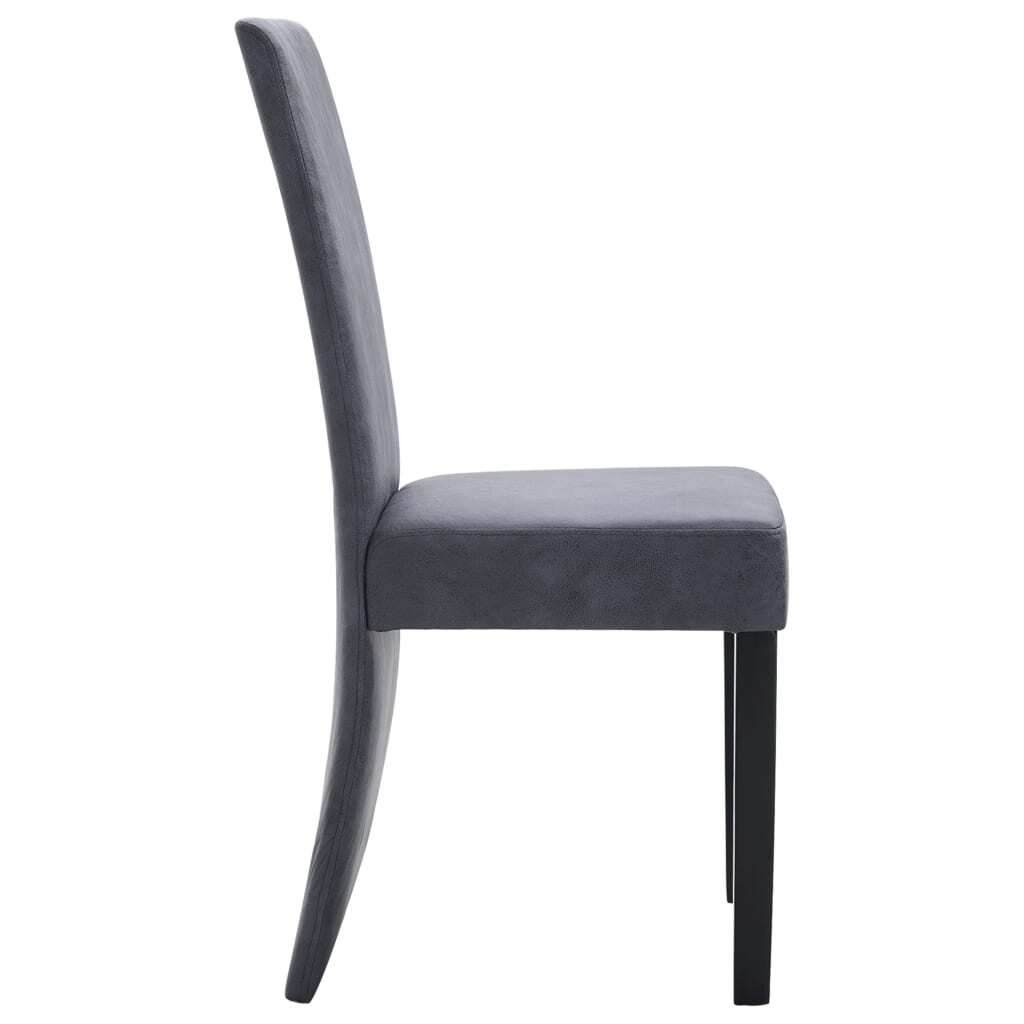 Dining Chairs 4 pcs Gray Faux Suede Leather