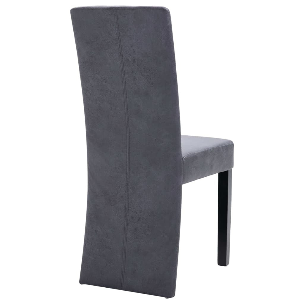 Dining Chairs 4 pcs Gray Faux Suede Leather