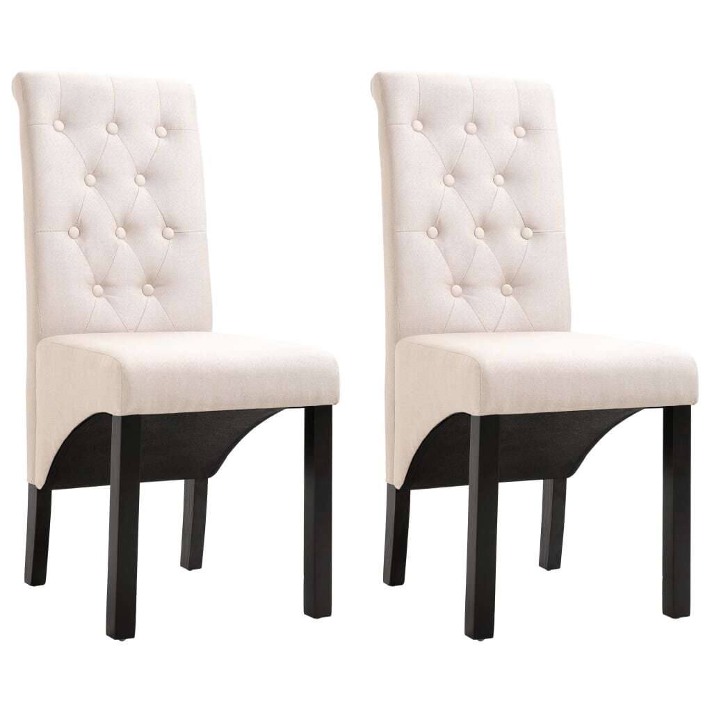 Dining Chairs 2 pcs Cream Fabric