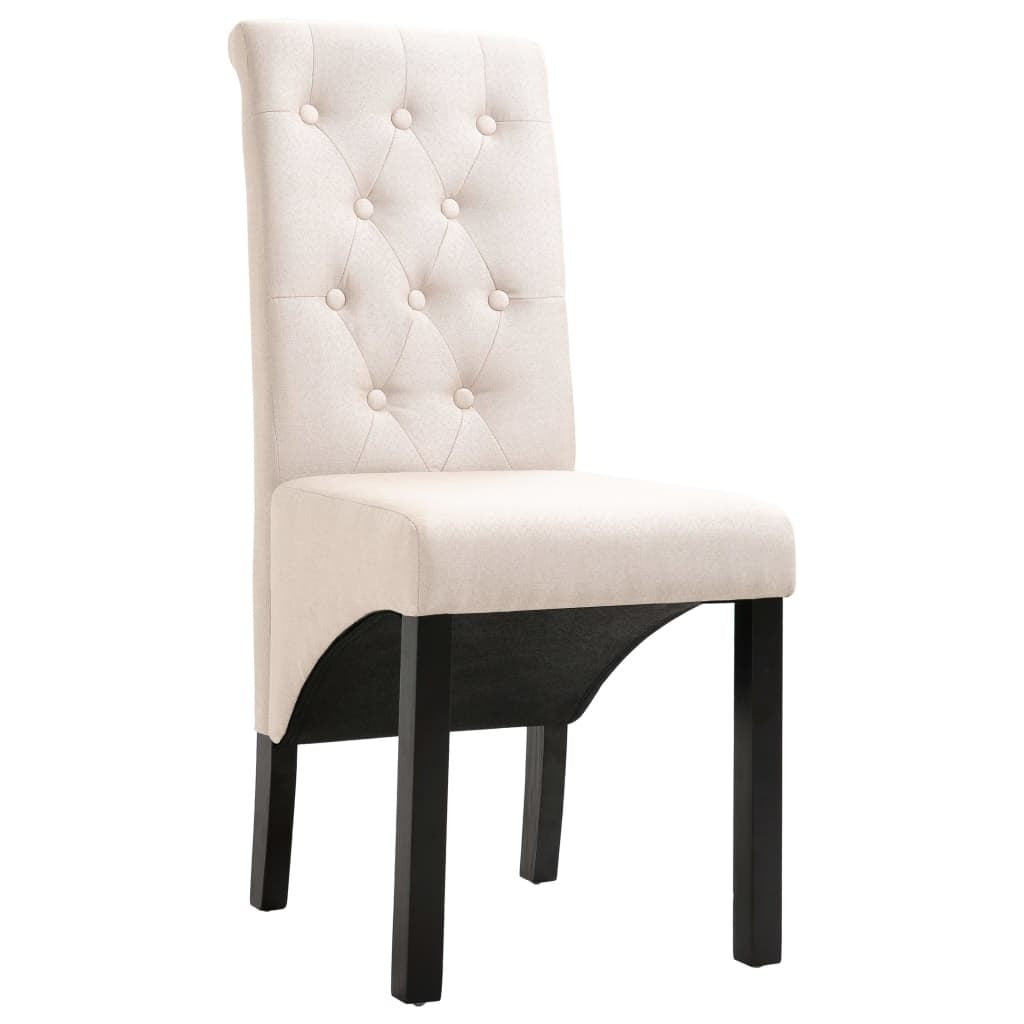 Dining Chairs 2 pcs Cream Fabric