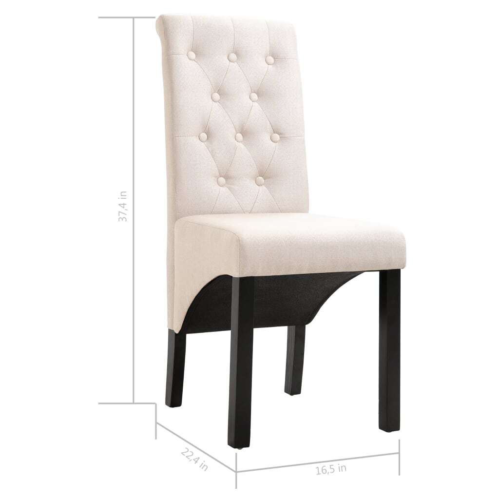 Dining Chairs 2 pcs Cream Fabric
