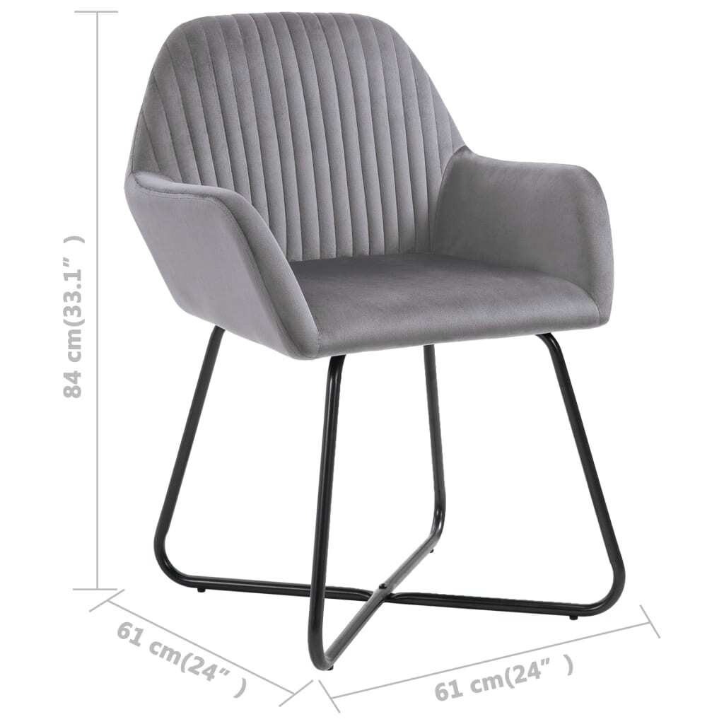Dining Chairs 2 pcs Gray Velvet