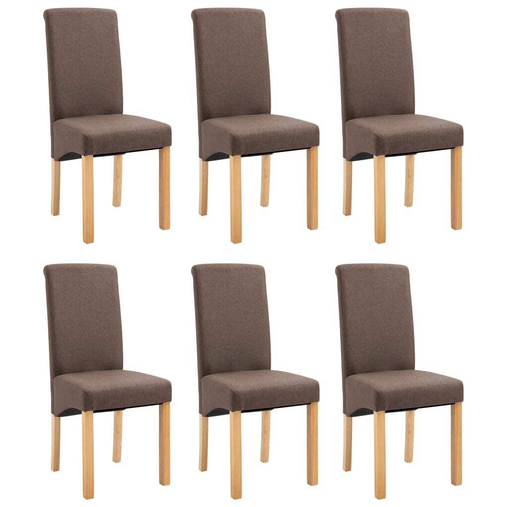 Dining Chairs 6 pcs Brown Fabric