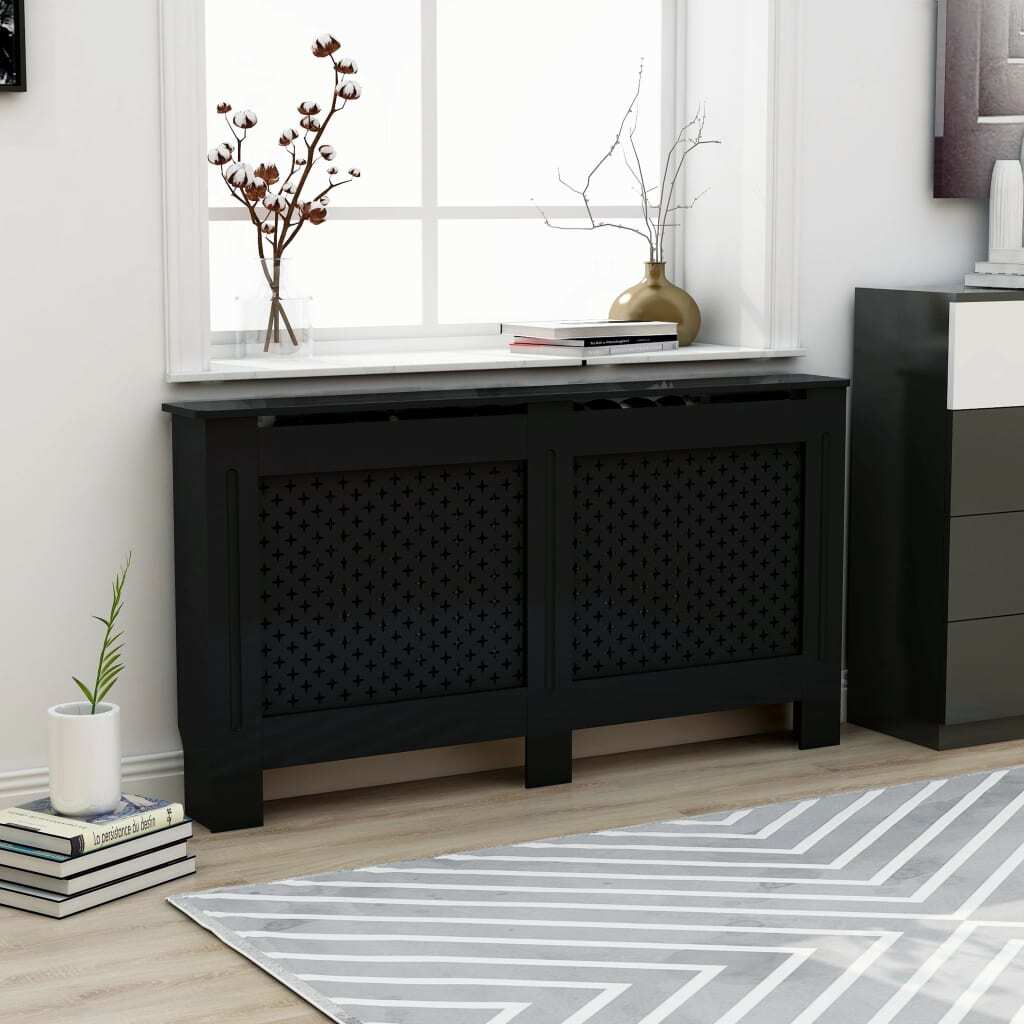 Radiator Cover Black 59.8"x7.5"x32.1" MDF