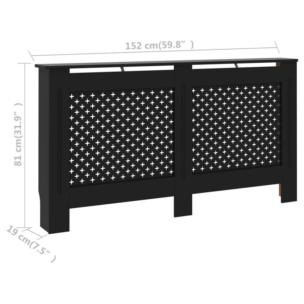 Radiator Cover Black 59.8"x7.5"x32.1" MDF