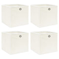 Storage Boxes 4 pcs White 12.6"x12.6"x12.6" Fabric