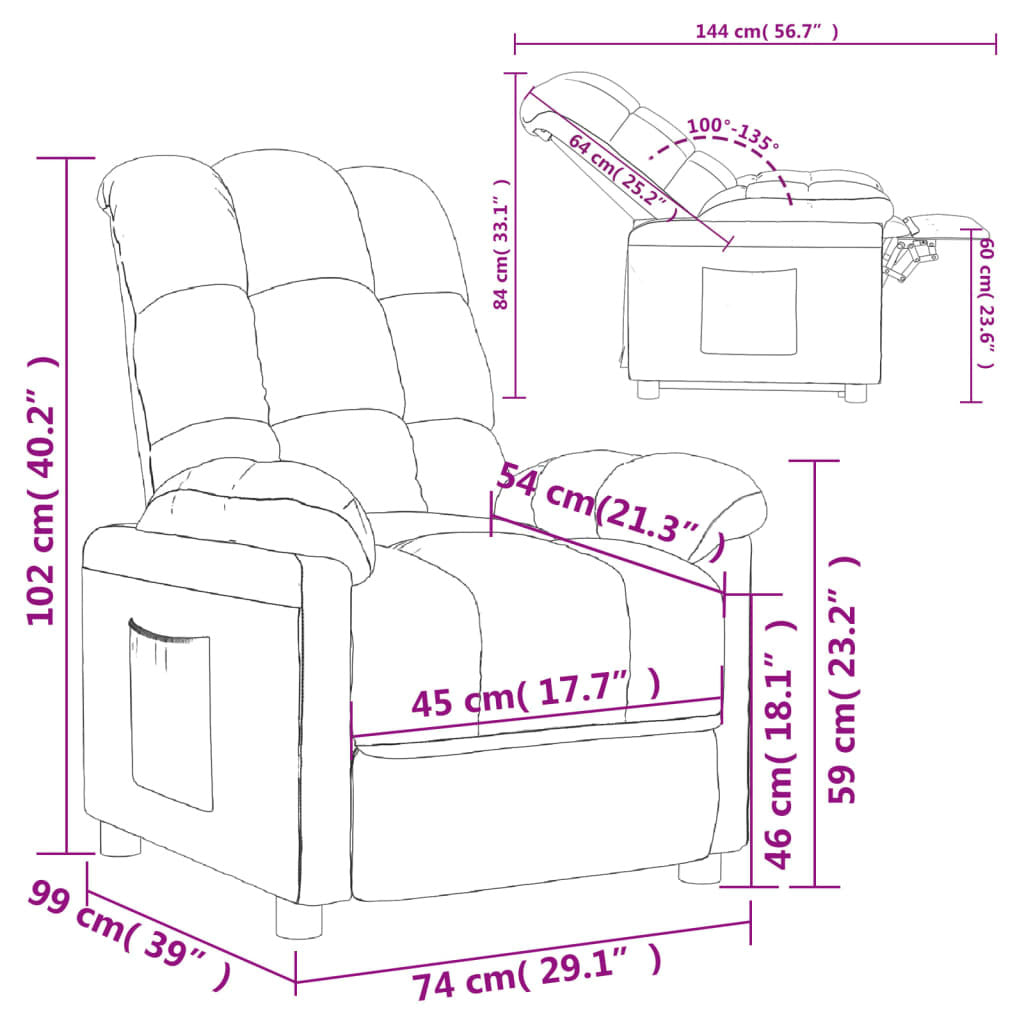 Recliner Black Fabric