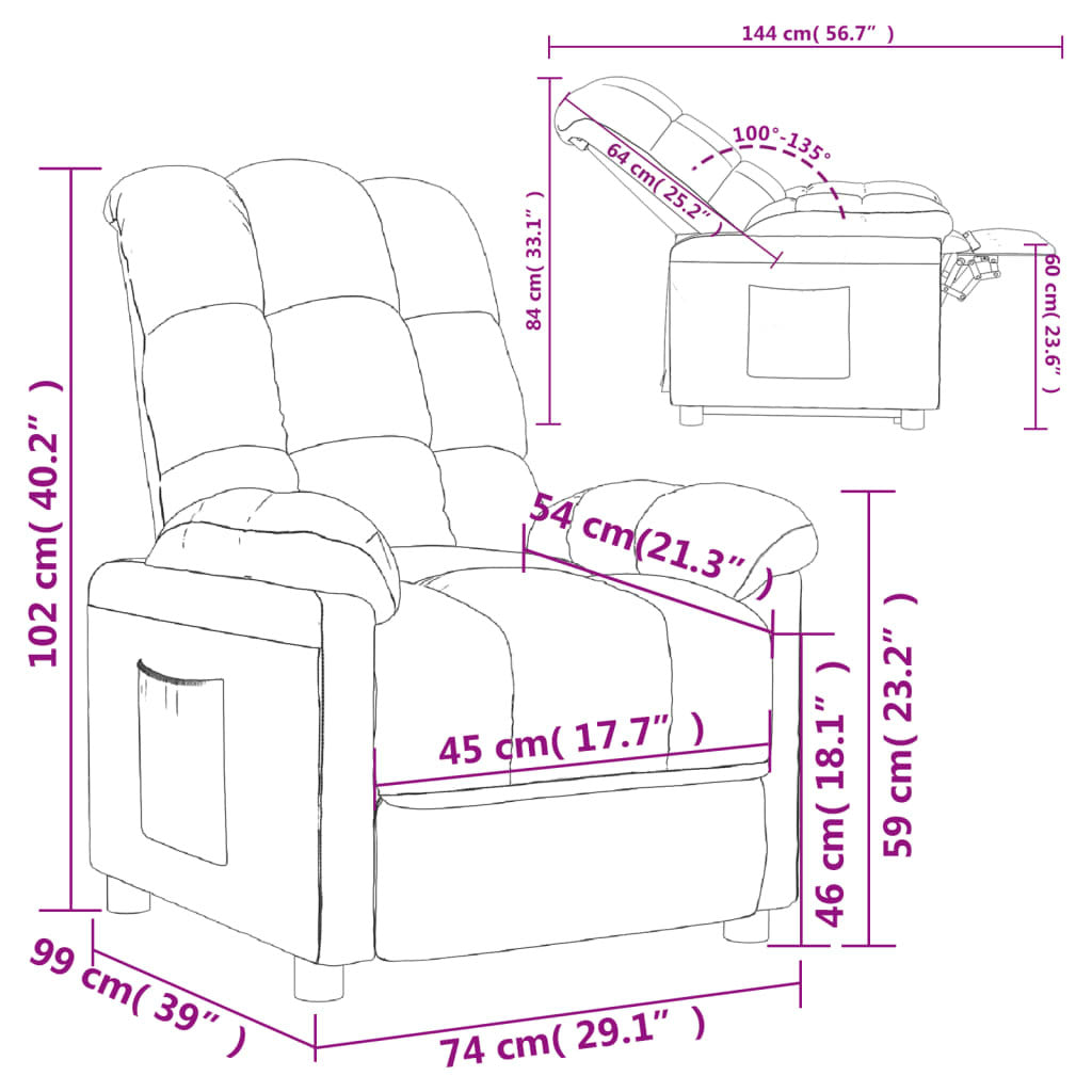 Recliner Taupe Fabric