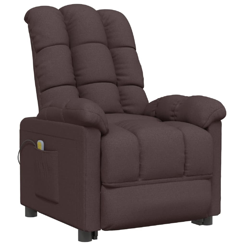Massage Recliner Dark Brown Fabric