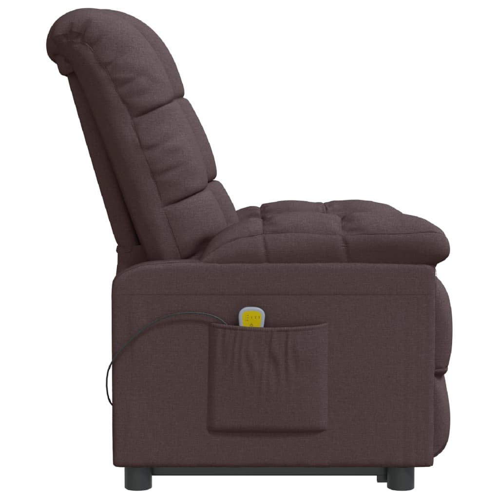 Massage Recliner Dark Brown Fabric
