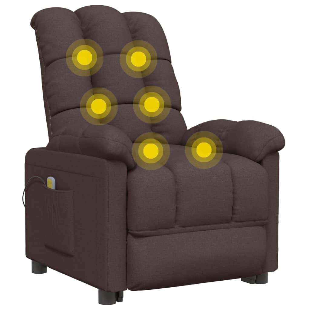 Massage Recliner Dark Brown Fabric