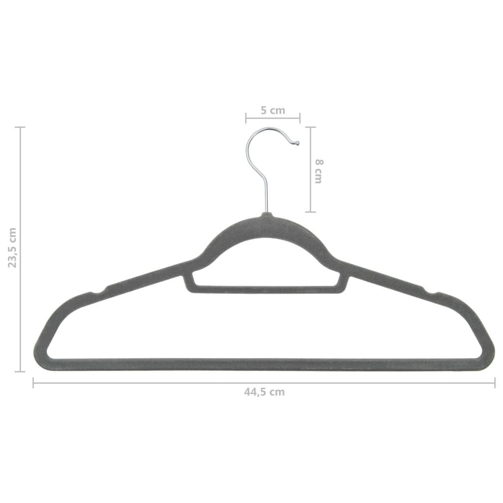 50 pcs Clothes Hanger Set Anti-slip Gray Velvet