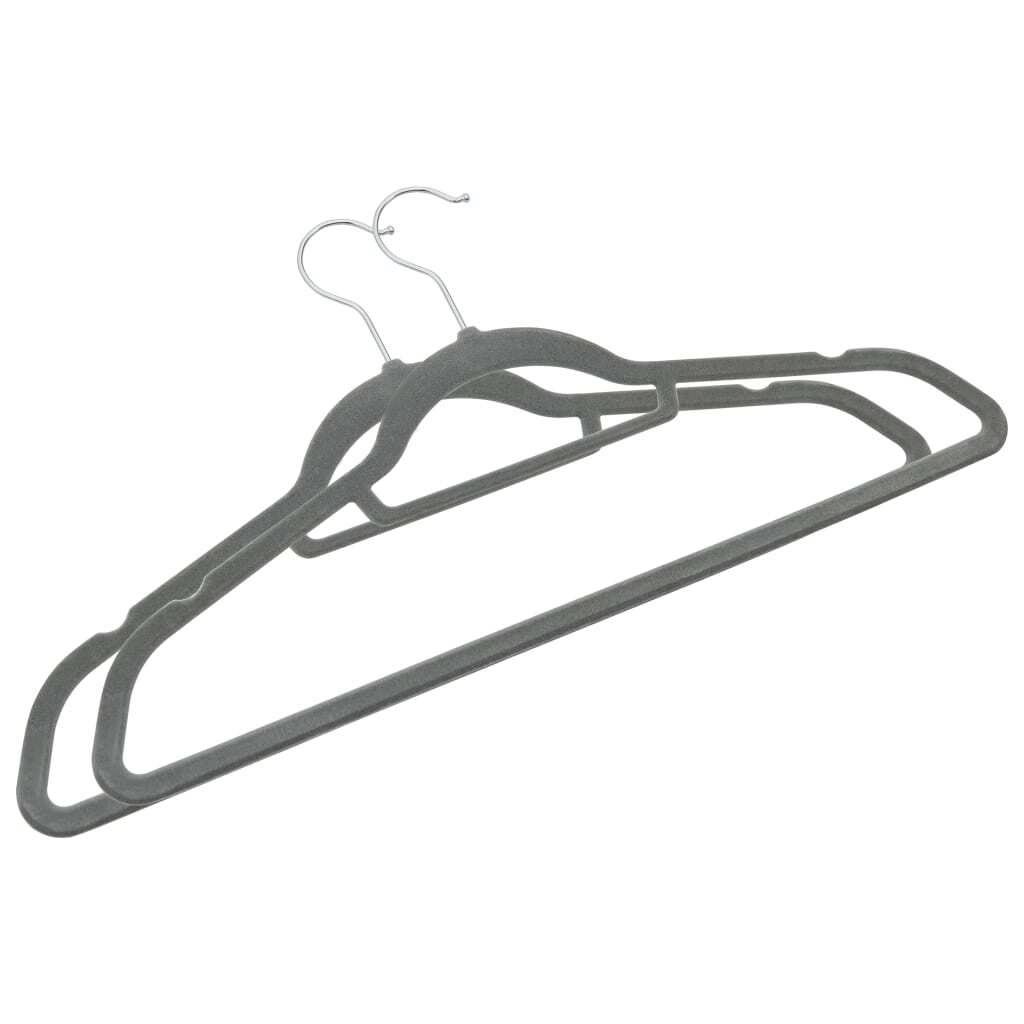 100 pcs Clothes Hanger Set Anti-slip Gray Velvet