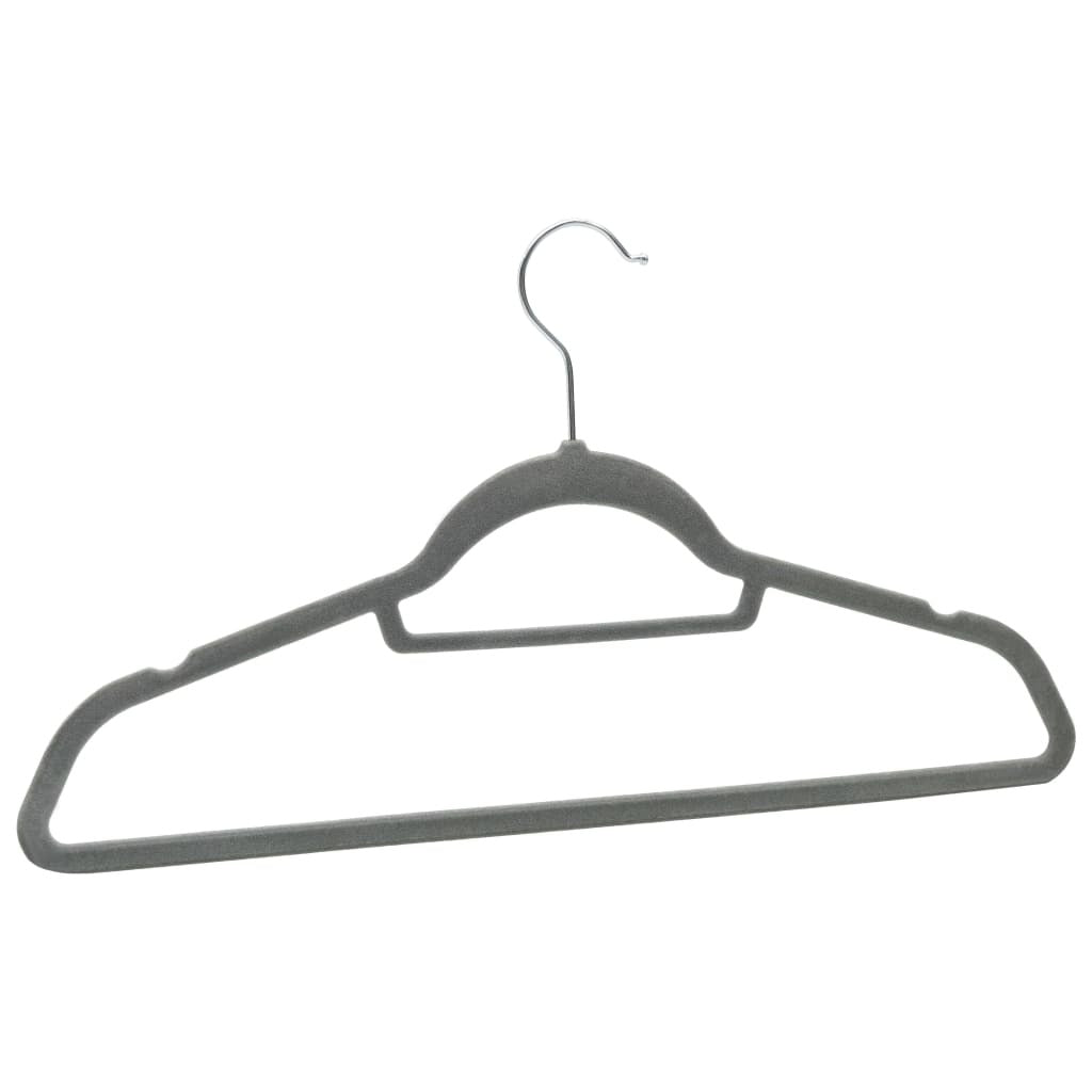 100 pcs Clothes Hanger Set Anti-slip Gray Velvet