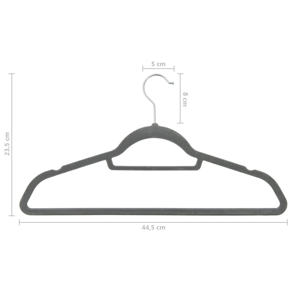 100 pcs Clothes Hanger Set Anti-slip Gray Velvet