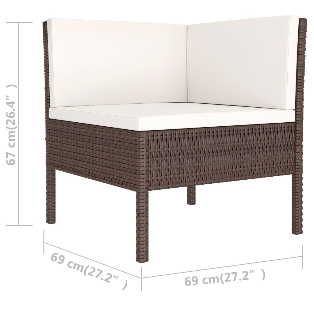 6 Piece Patio Lounge Set with Cushions Poly Rattan Brown