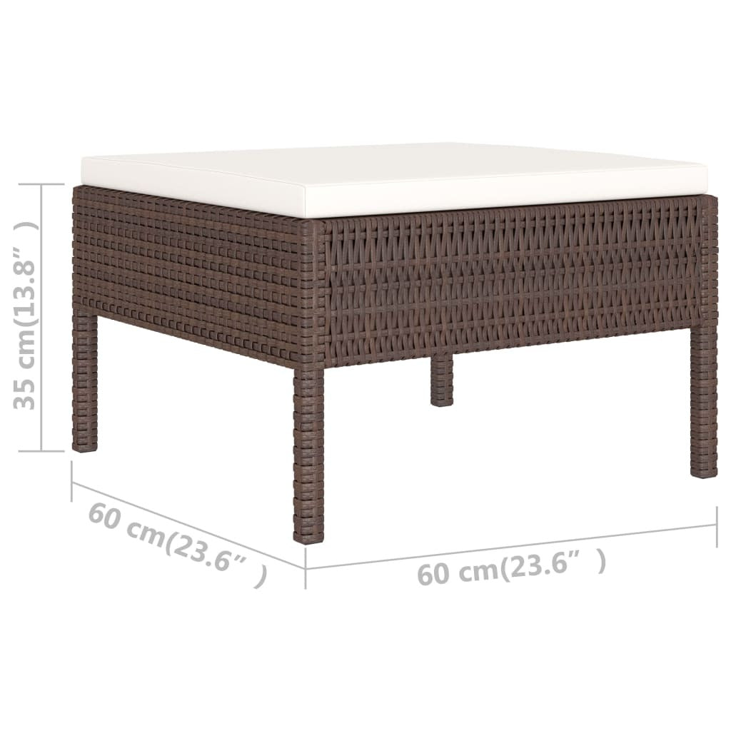 6 Piece Patio Lounge Set with Cushions Poly Rattan Brown