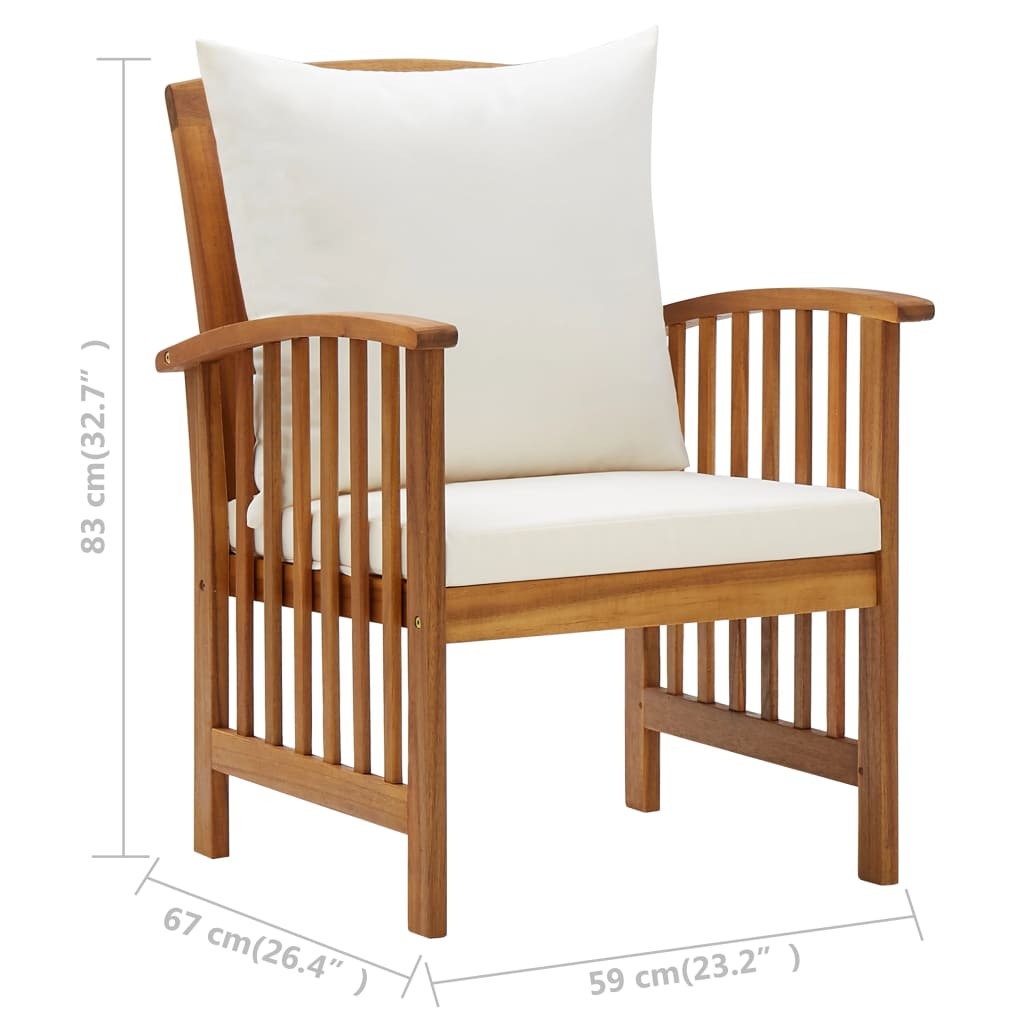 5 Piece Patio Lounge Set with Cushions Solid Acacia Wood