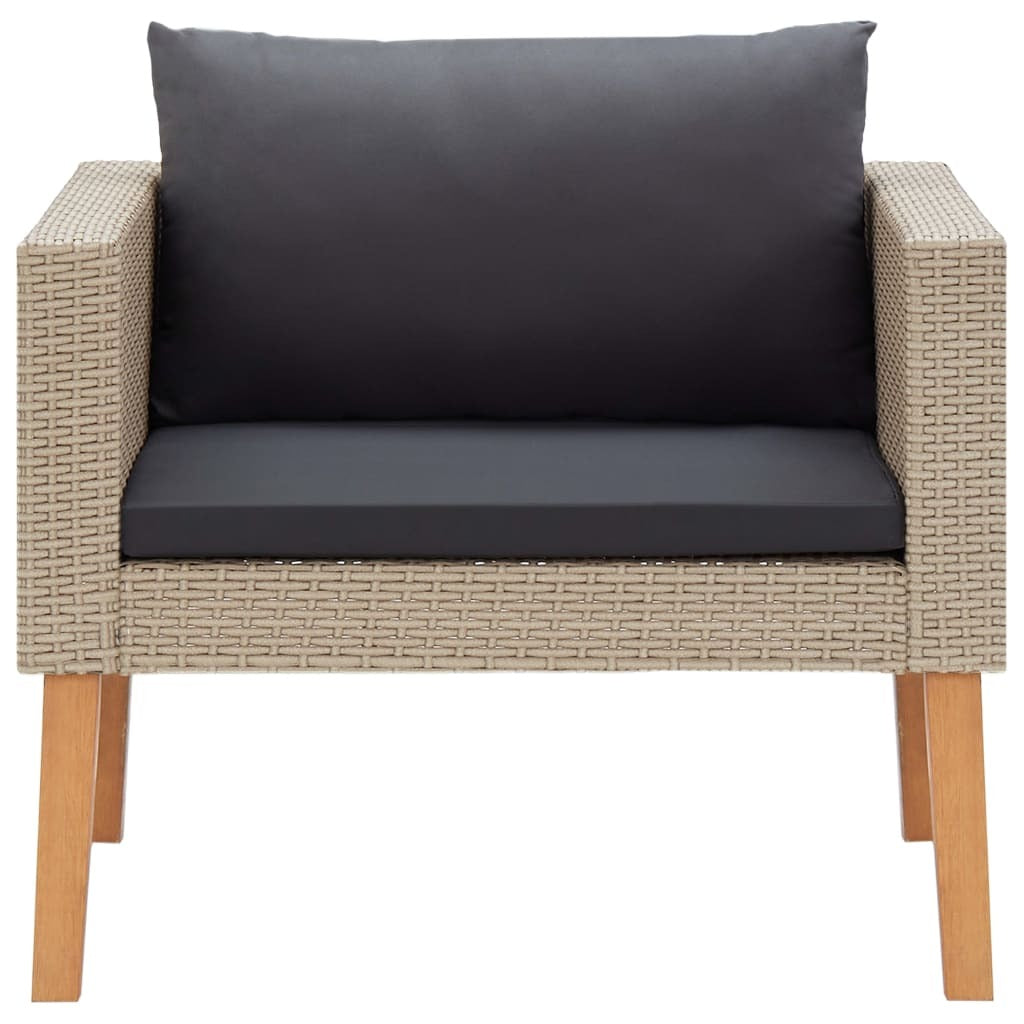 4 Piece Patio Lounge Set with Cushions Poly Rattan Beige