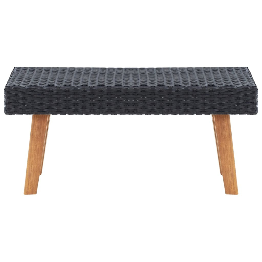 2 Piece Patio Lounge Set with Cushions Poly Rattan Black