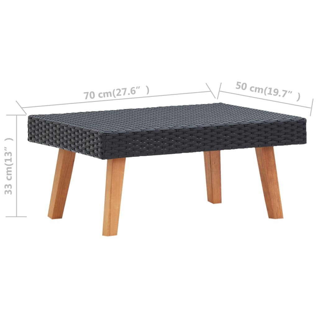 2 Piece Patio Lounge Set with Cushions Poly Rattan Black