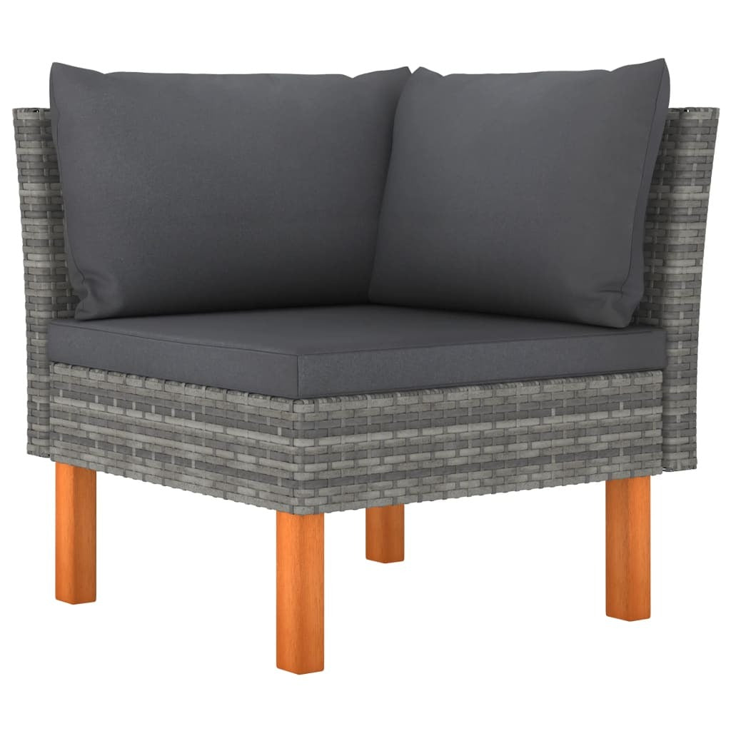 4-Seater Patio Sofa with Cushions Gray Poly Rattan