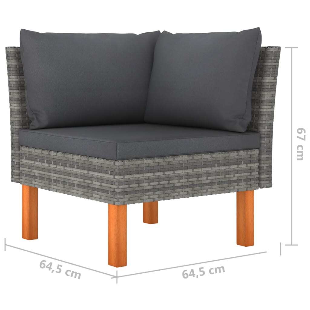 4-Seater Patio Sofa with Cushions Gray Poly Rattan