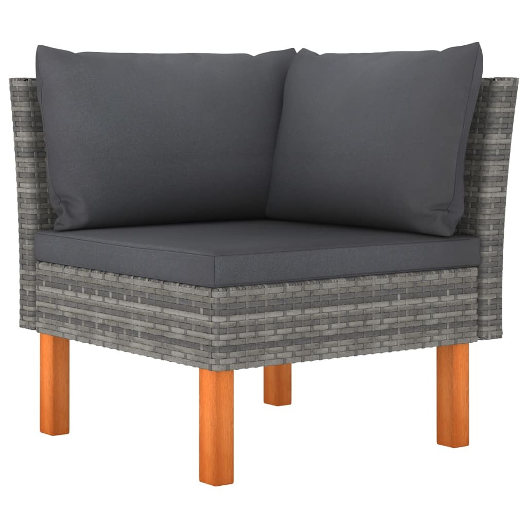 4 Piece Patio Lounge Set with Cushions Poly Rattan Gray