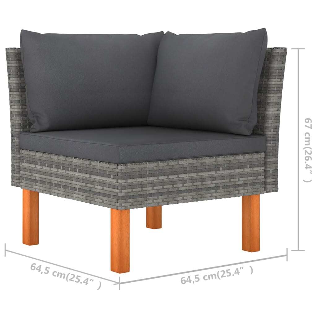 4 Piece Patio Lounge Set with Cushions Poly Rattan Gray