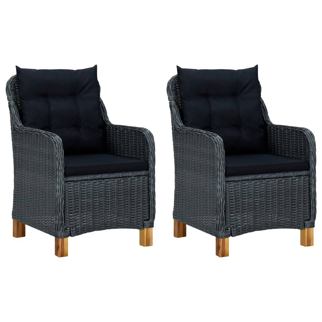3 Piece Patio Lounge Set with Cushions Poly Rattan Dark Gray