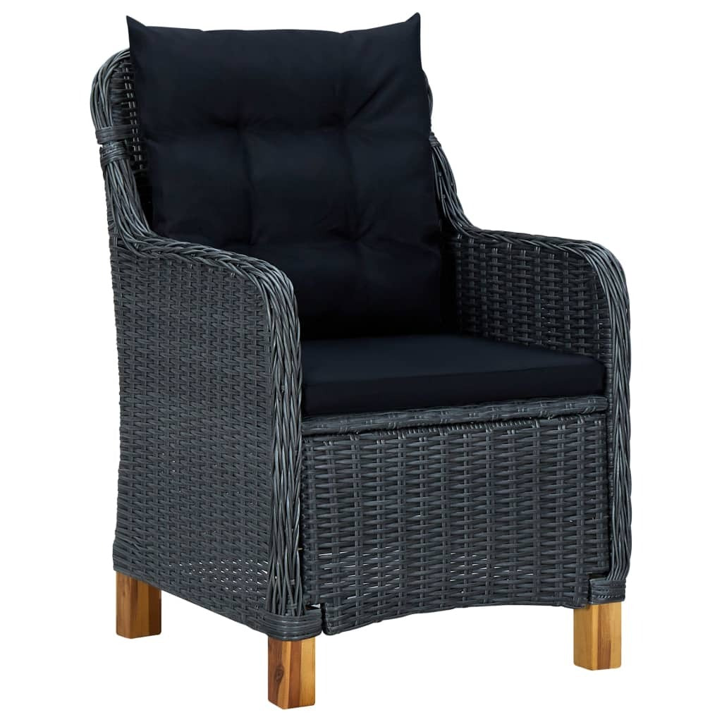 3 Piece Patio Lounge Set with Cushions Poly Rattan Dark Gray