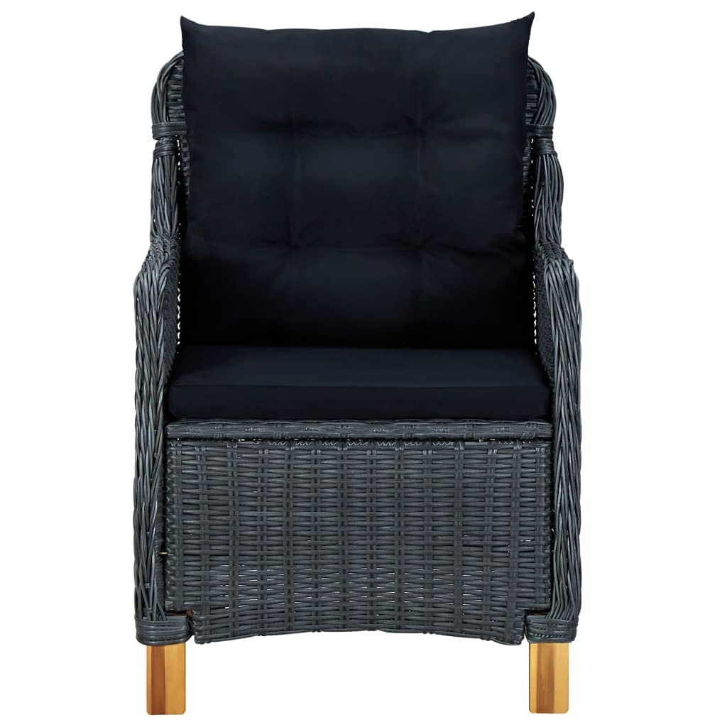 3 Piece Patio Lounge Set with Cushions Poly Rattan Dark Gray