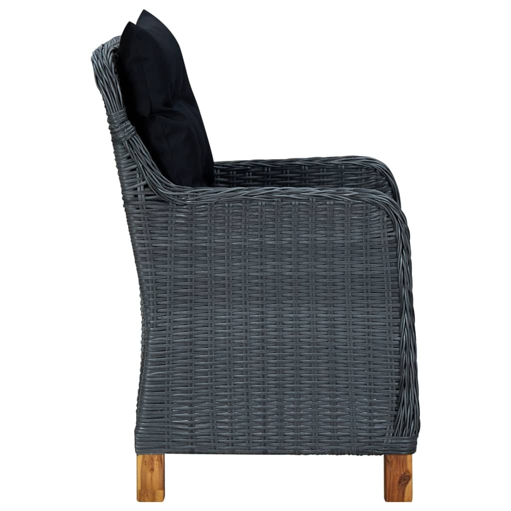 3 Piece Patio Lounge Set with Cushions Poly Rattan Dark Gray