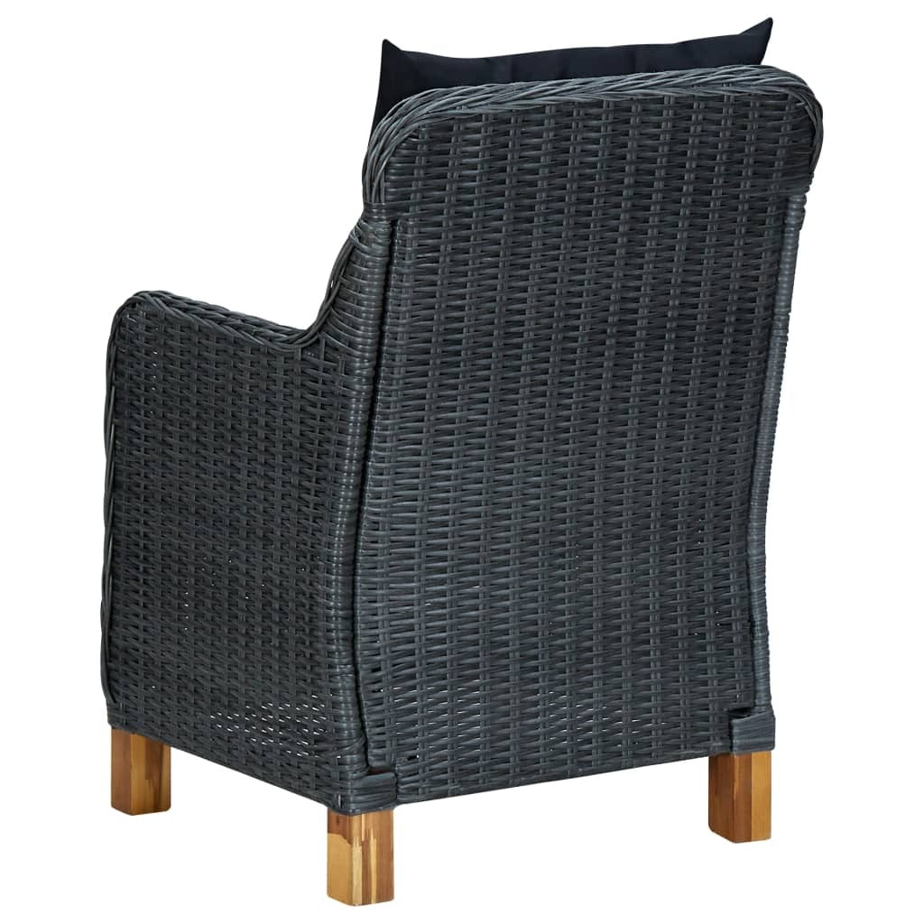 3 Piece Patio Lounge Set with Cushions Poly Rattan Dark Gray