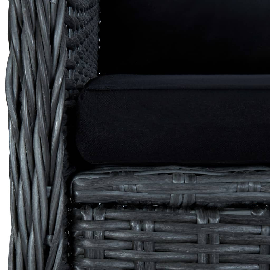 3 Piece Patio Lounge Set with Cushions Poly Rattan Dark Gray